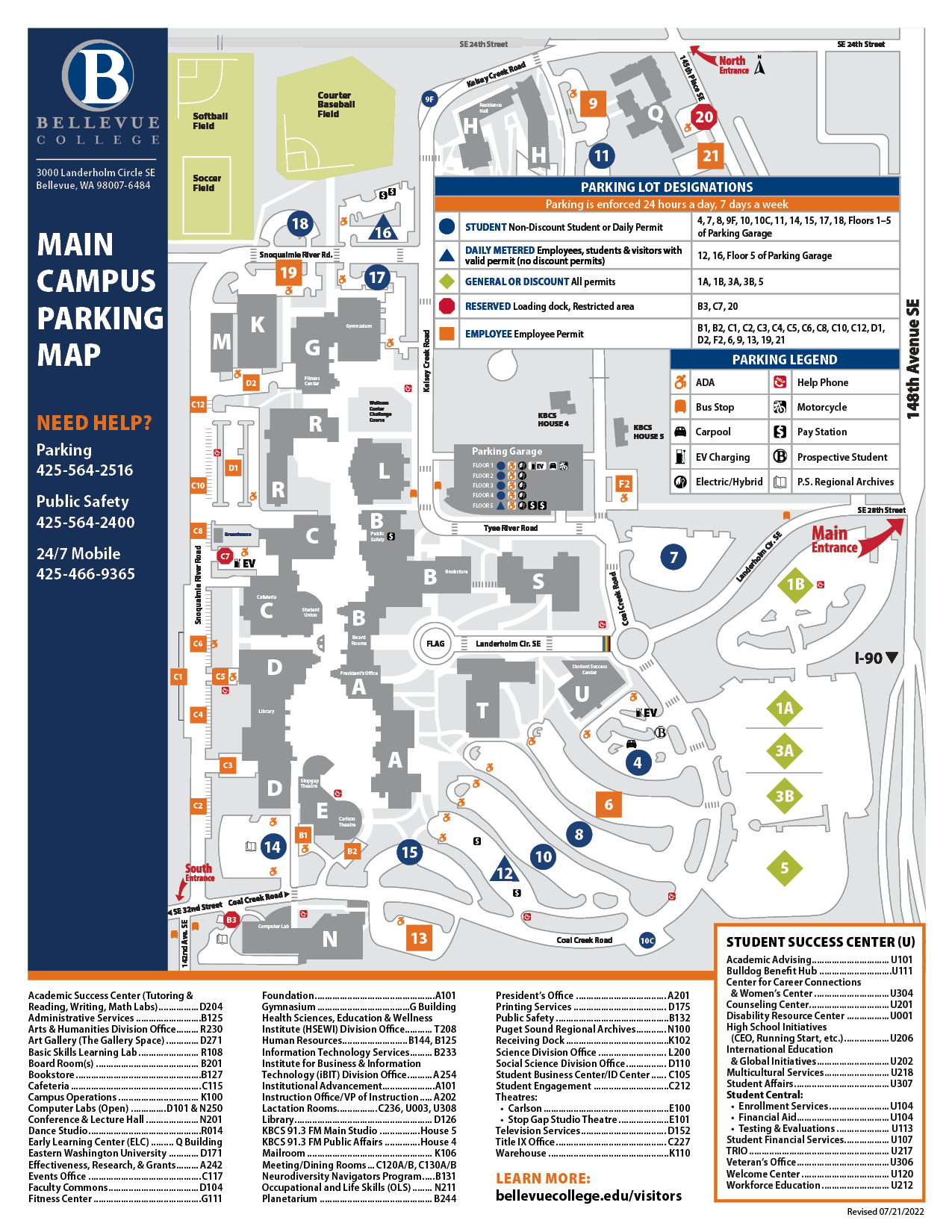 Bellevue College Parking Map